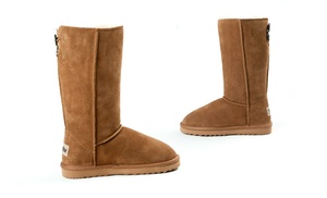 Snow Paw Women's Water-Resistant Suede Boots with Sheepskin Lining