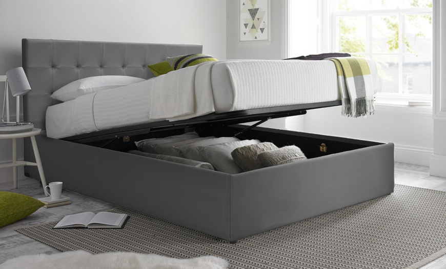 Image 1: Lit coffre "Tokyo" Simili cuir, matelas en option, Sampur