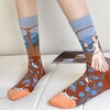 Image 12: Four Pairs Monet-Inspired Women Novelty Crew Socks