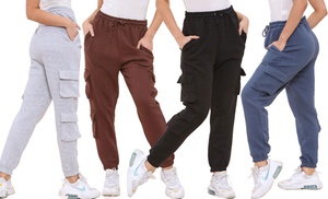 Women's Fleece-Lined Cargo Pocket Jogging Bottoms