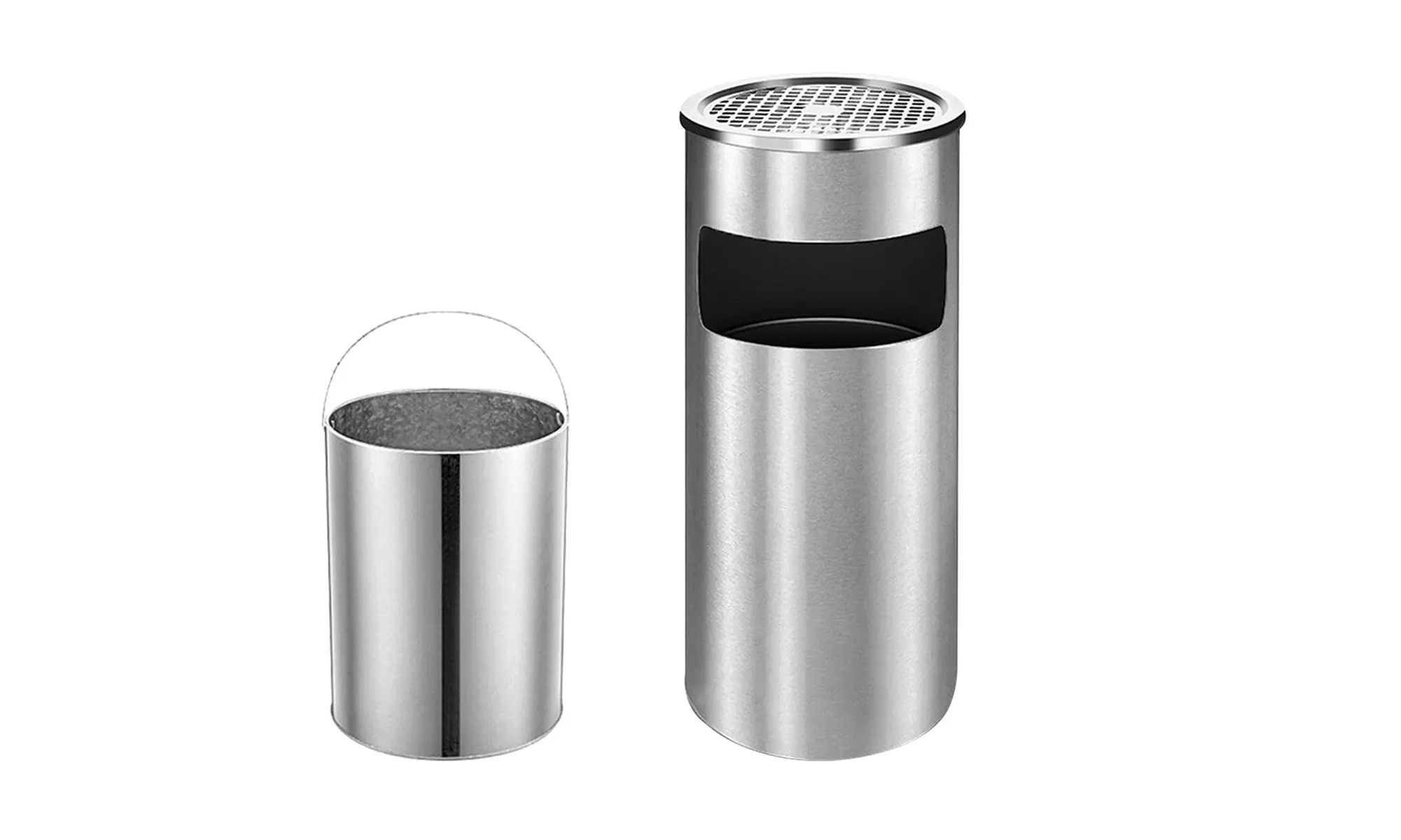 Posacenere cestino in acciaio 2 in 1