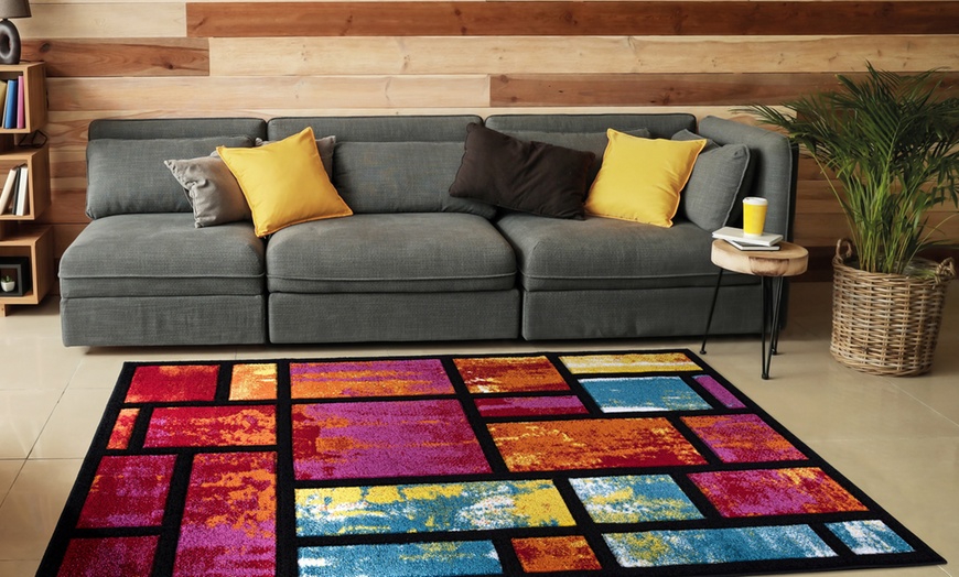 Image 9: Multi Brights Colour Carved Floor Rug
