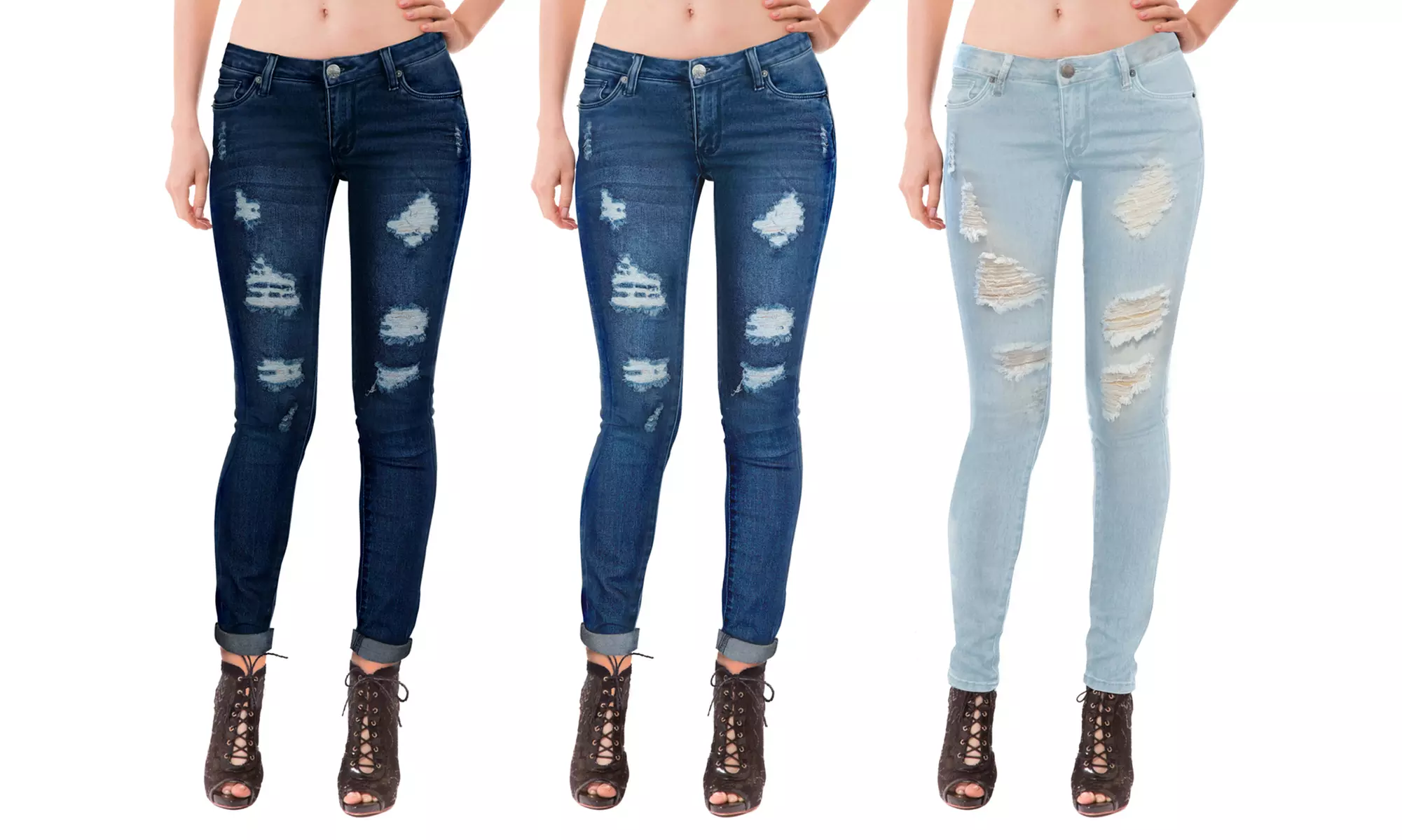 Hybrid & Company Juniors Butt-Lifting Distressed Skinny Jeans. Plus Sizes Available. - Primary Image
