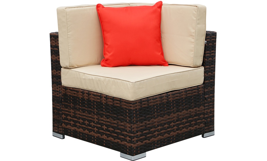 Image 4: Six-Seat Rattan-Effect Sofa with Table and Optional Cover