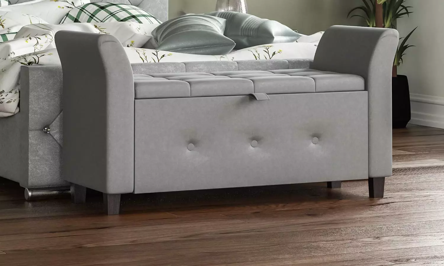 Seville Crushed Velvet or Linen Ottoman Storage Chest