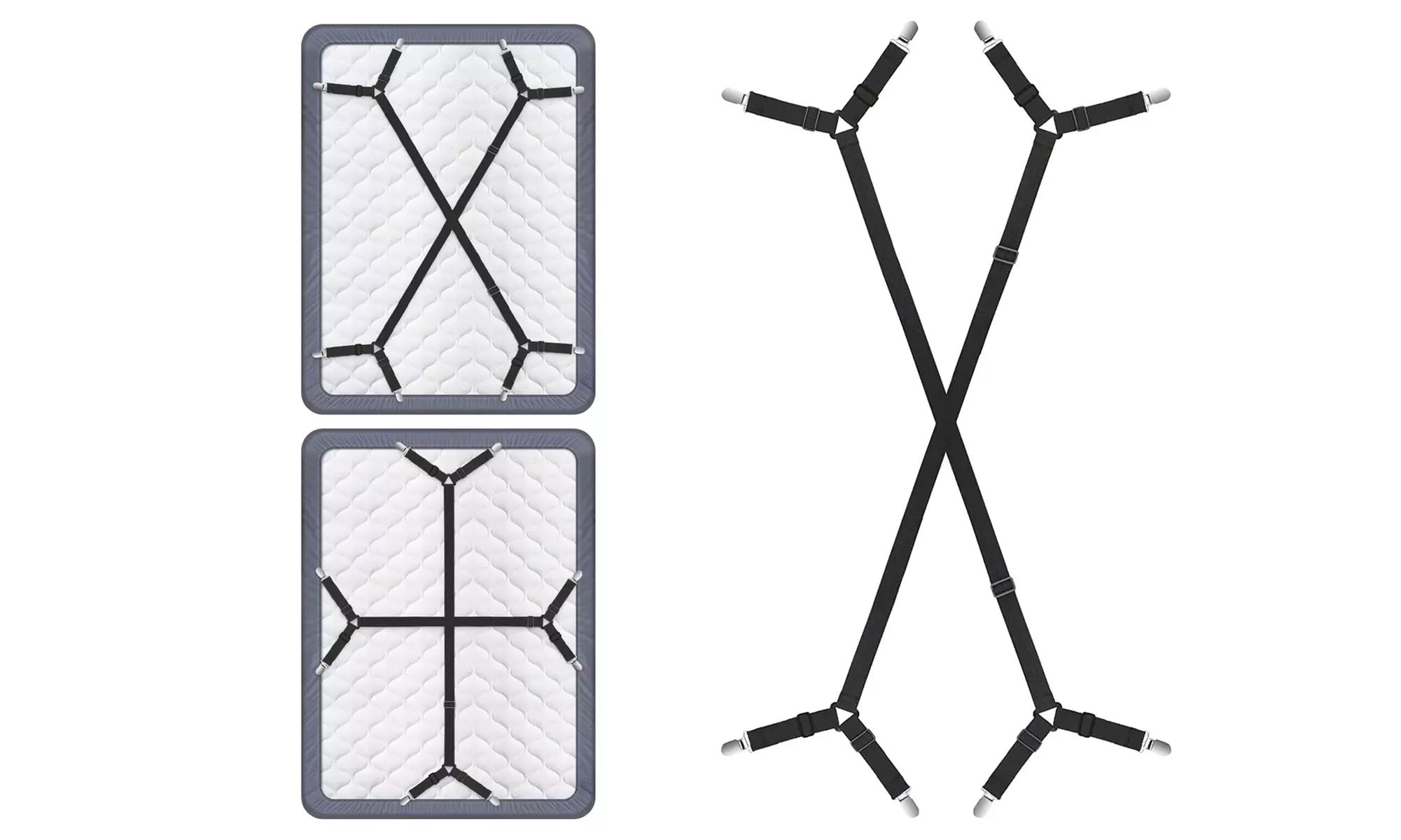 2x oder 4x Bettlakenspanner in Schwarz - Primary Image