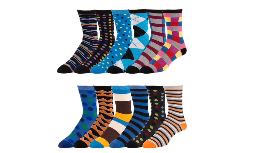 Men's Bright and Bold Cotton-Blend Socks (12 Pairs) | Groupon