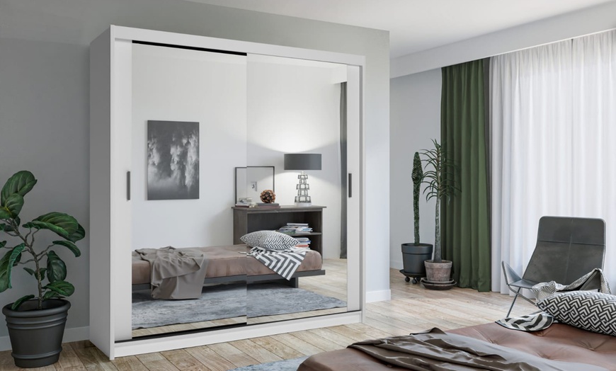 Image 1: Double Mirror Sliding Door Wardrobe