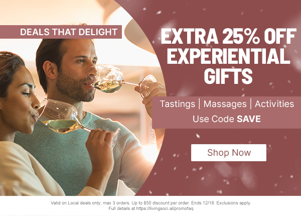 EXTRA 25% OFF EXPERIENTIAL GIFTS