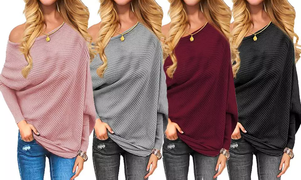 Pull fin maille côtelée asymétrique Cali - Primary Image