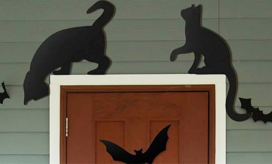 Image 4: Halloween Black Cat Door Decorations