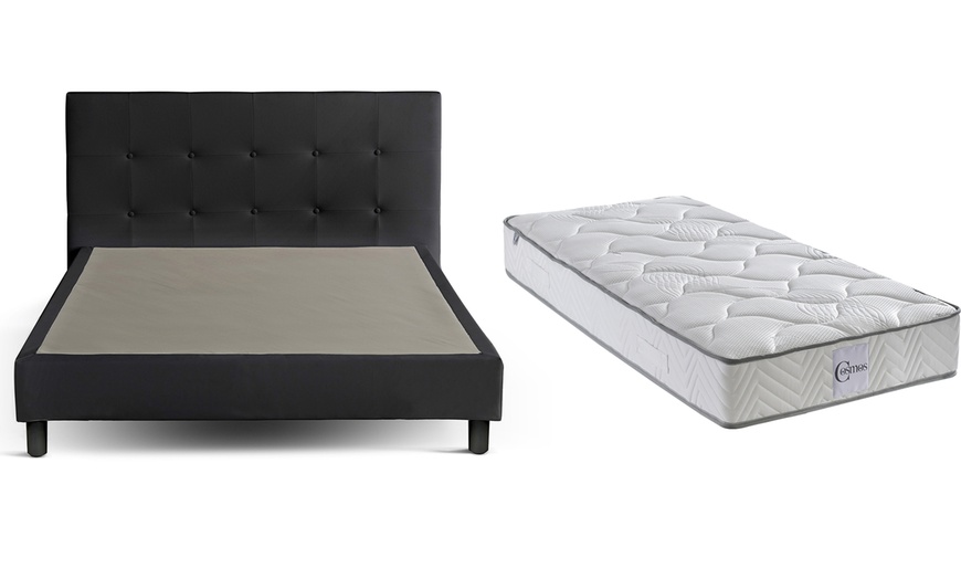 Image 21: Lit fixe Triomphe similicuir, matelas "Cosmos" en option