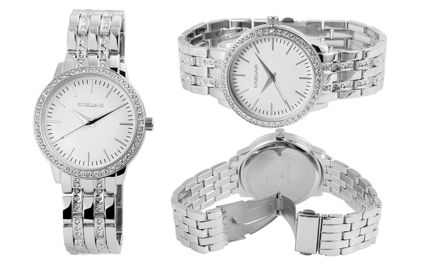 Image 9: Montres Excellanc pour femme avec bracelet métallique et strass