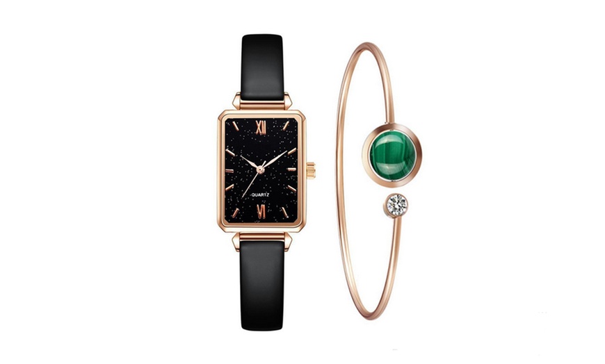 Image 3: Women's Rectangle Face Watch and Bracelet Set