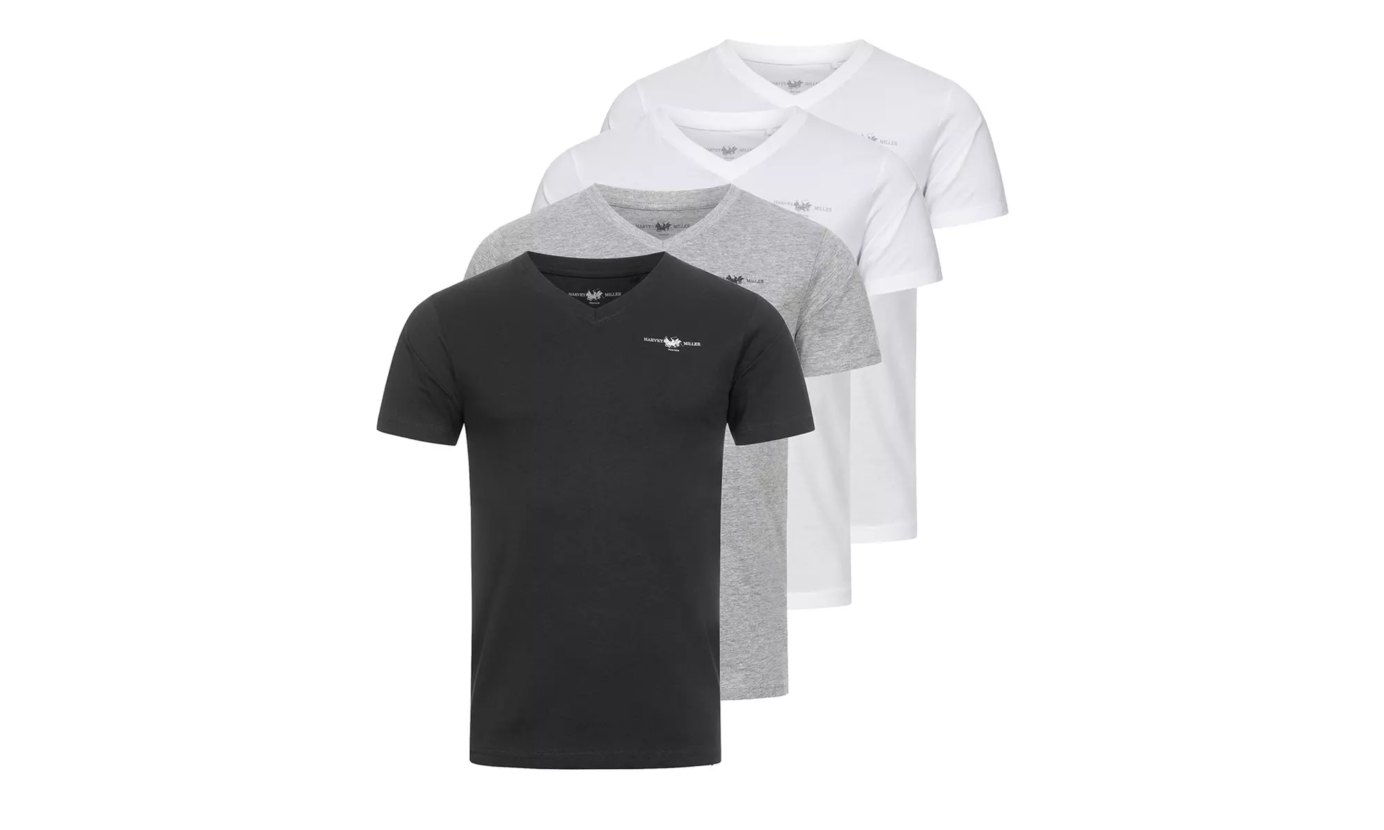 Lot de 2 ou 4 t-shirts Harvey Miller à col en V, coloris et taille au choix - Primary Image