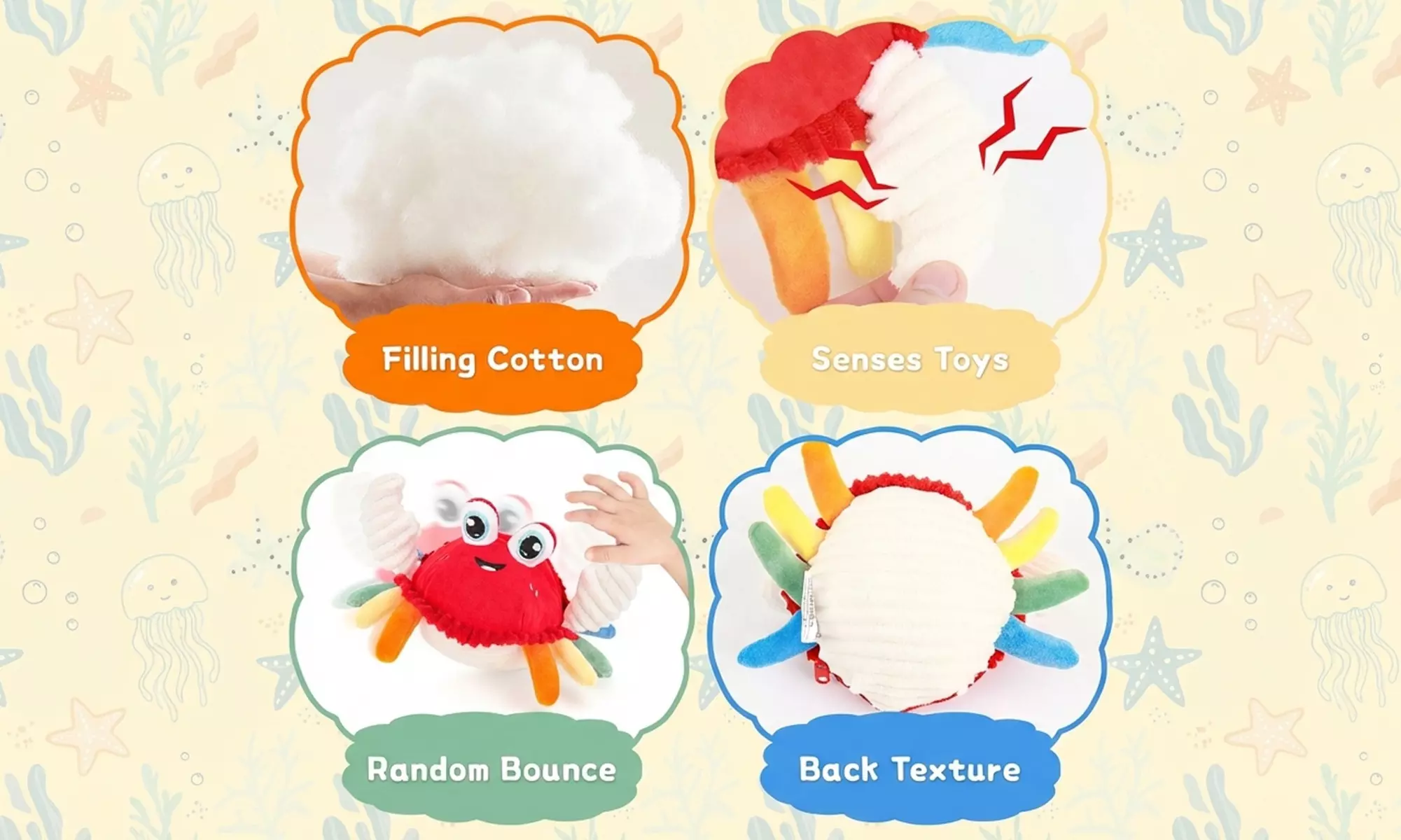 deAO Toys Plush Dancing Crab Musical Toy with Lights