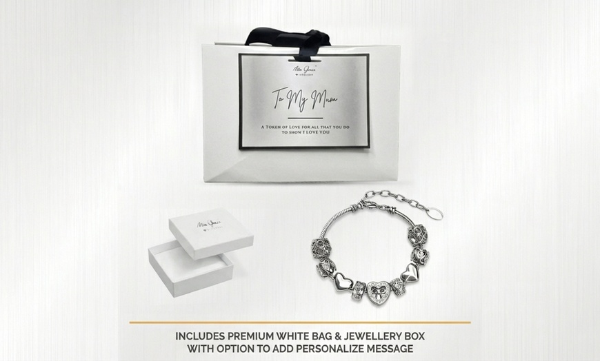 Image 9: Mia Grace Heart Charm Bracelet - 9 Charms with Austrian Crystals