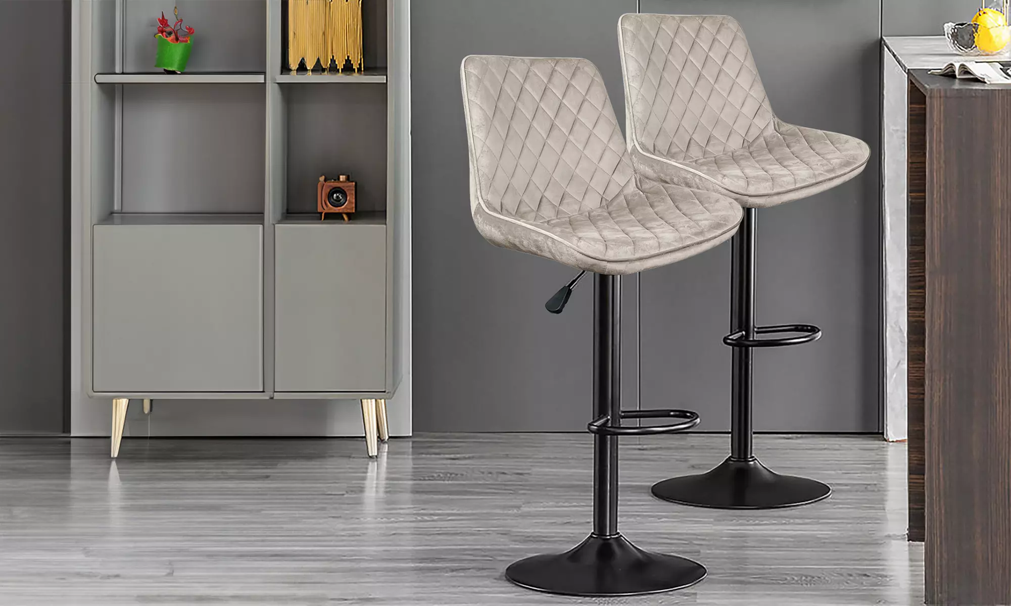 Set di 2 sgabelli in velluto