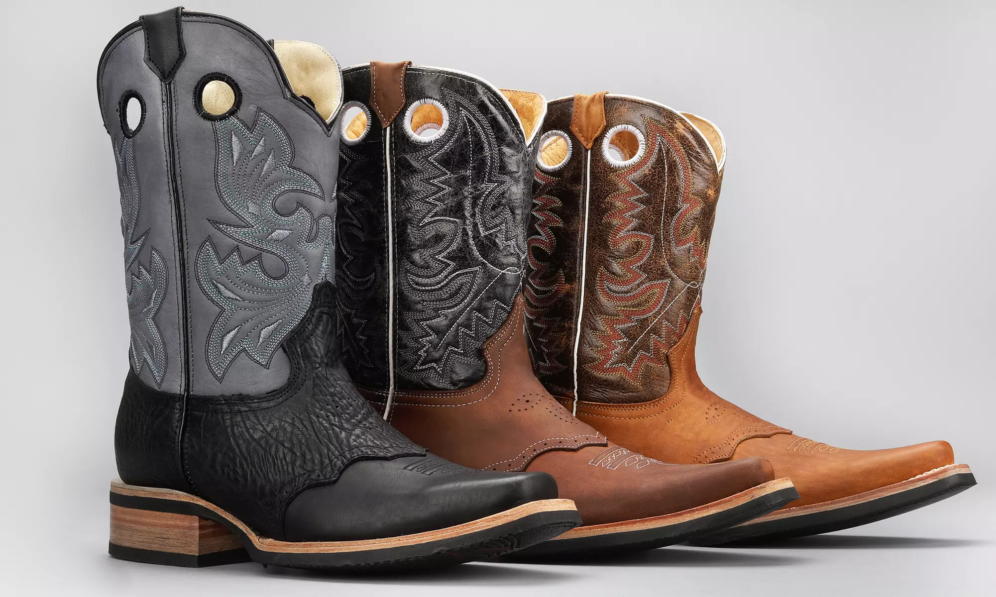 Genuine Leather Men's Saddle Vamp Western Boots - Primary Image