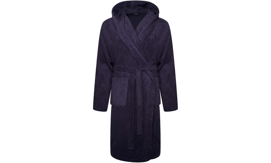 Image 5: Men's Hooded Snuggle Fleece Robe