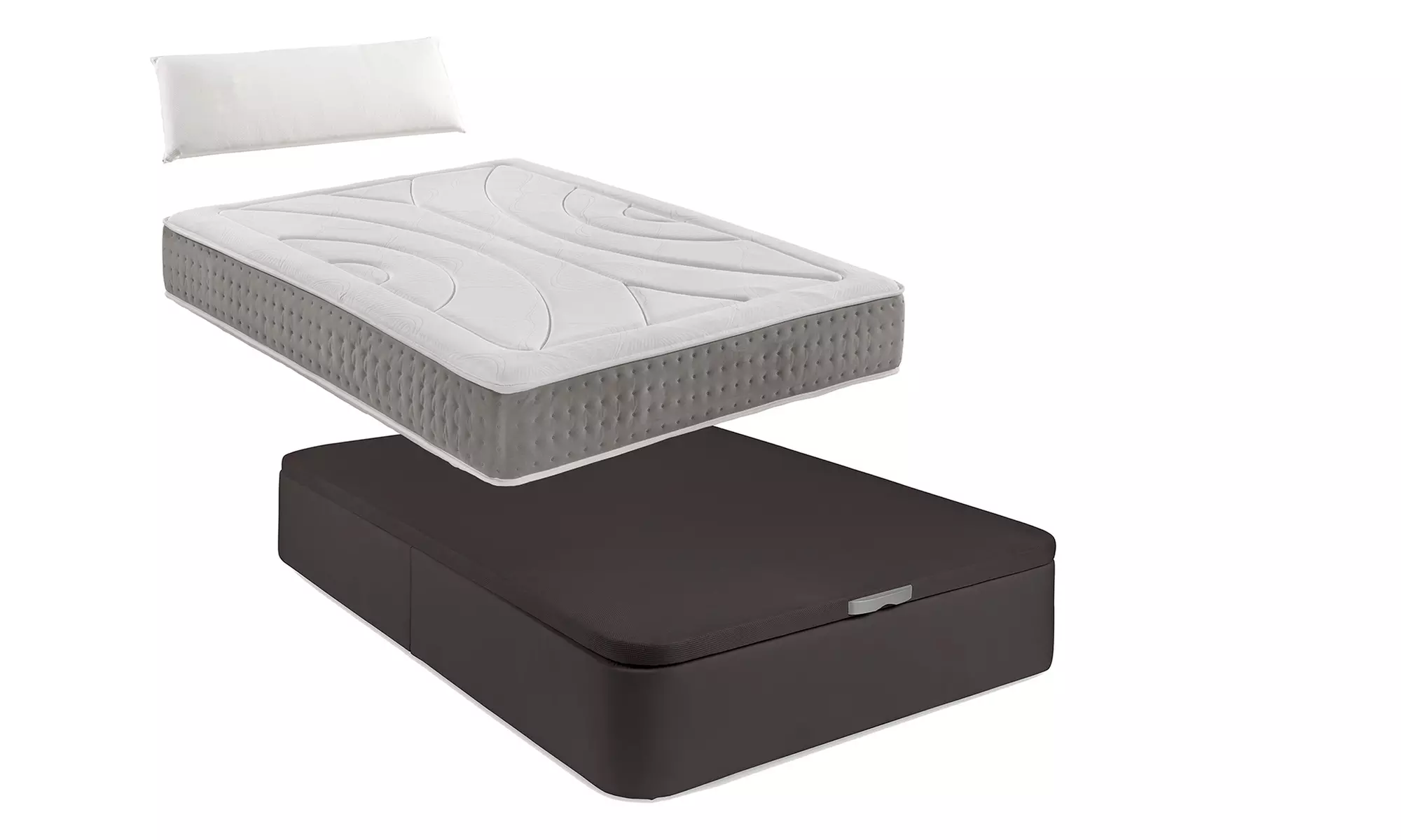 Conjunto de cama con canapé tapizado, colchón y almohada viscoelásticos con envío gratuito - Primary Image