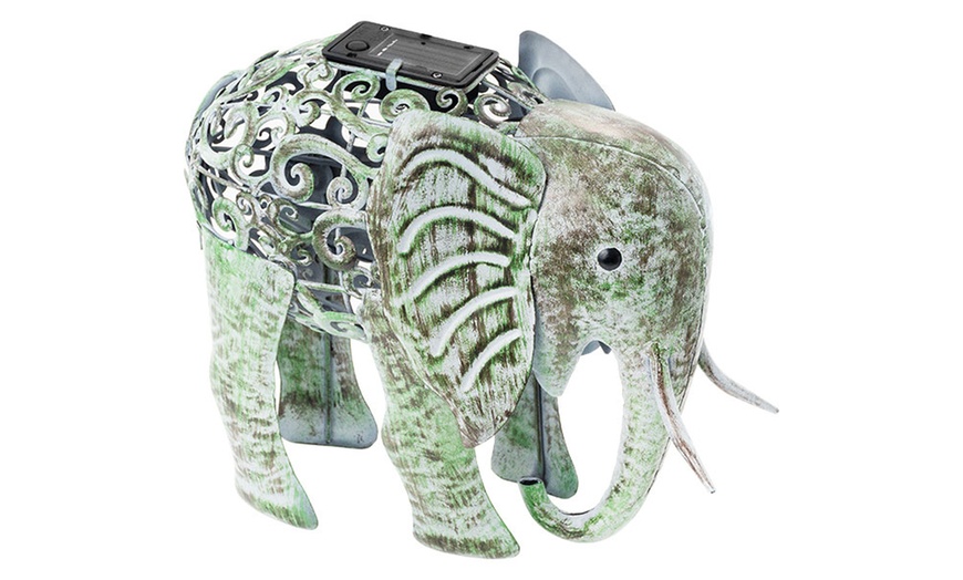 Image 2: One or Two Ornamental Metal Elephant Solar Lights