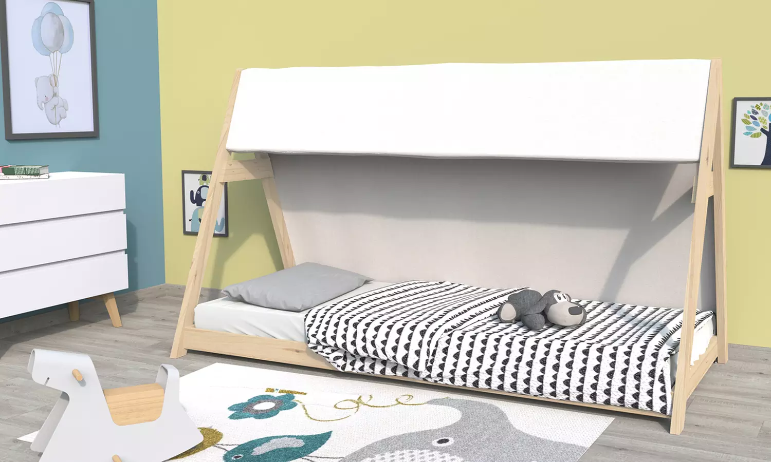 Lit Tipi en bois, couchage 90x200. Livraison offerte - Primary Image