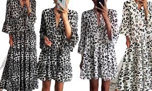 Leopard Print Bell Sleeve Dress