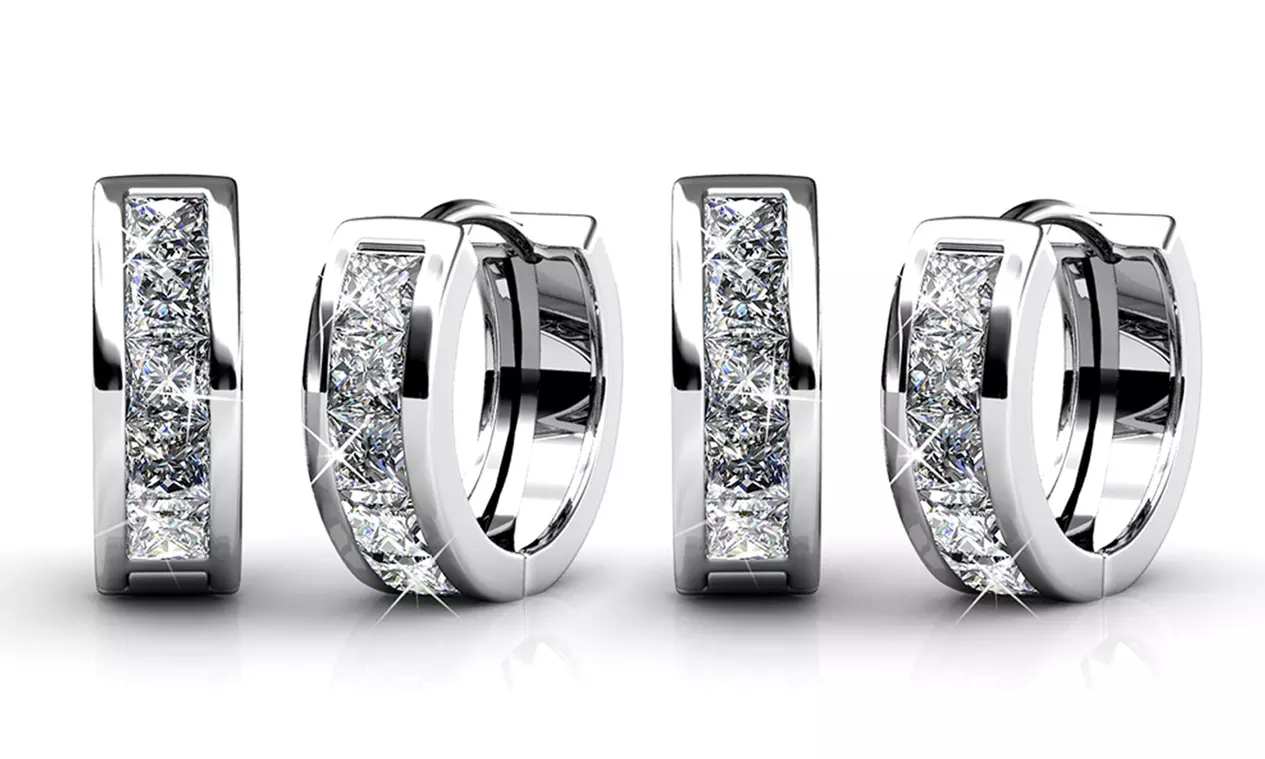 1x, 2x oder 3x Damen-Creolen mit österreichischen Kristallen