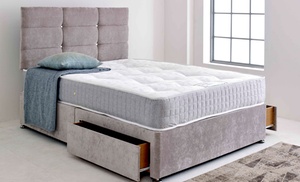 Handcrafted British Suede Effect Complete Divan Bed and Mattress Set