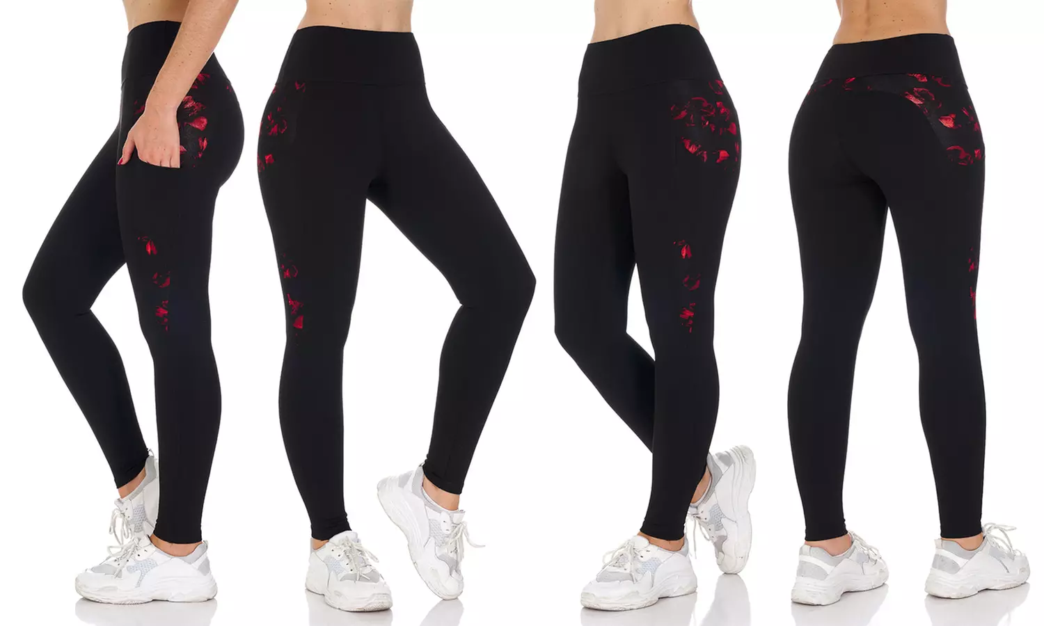 4-Pack of BSP Women's High-Waist Active Full-Length Leggings with Pockets - Second Medium