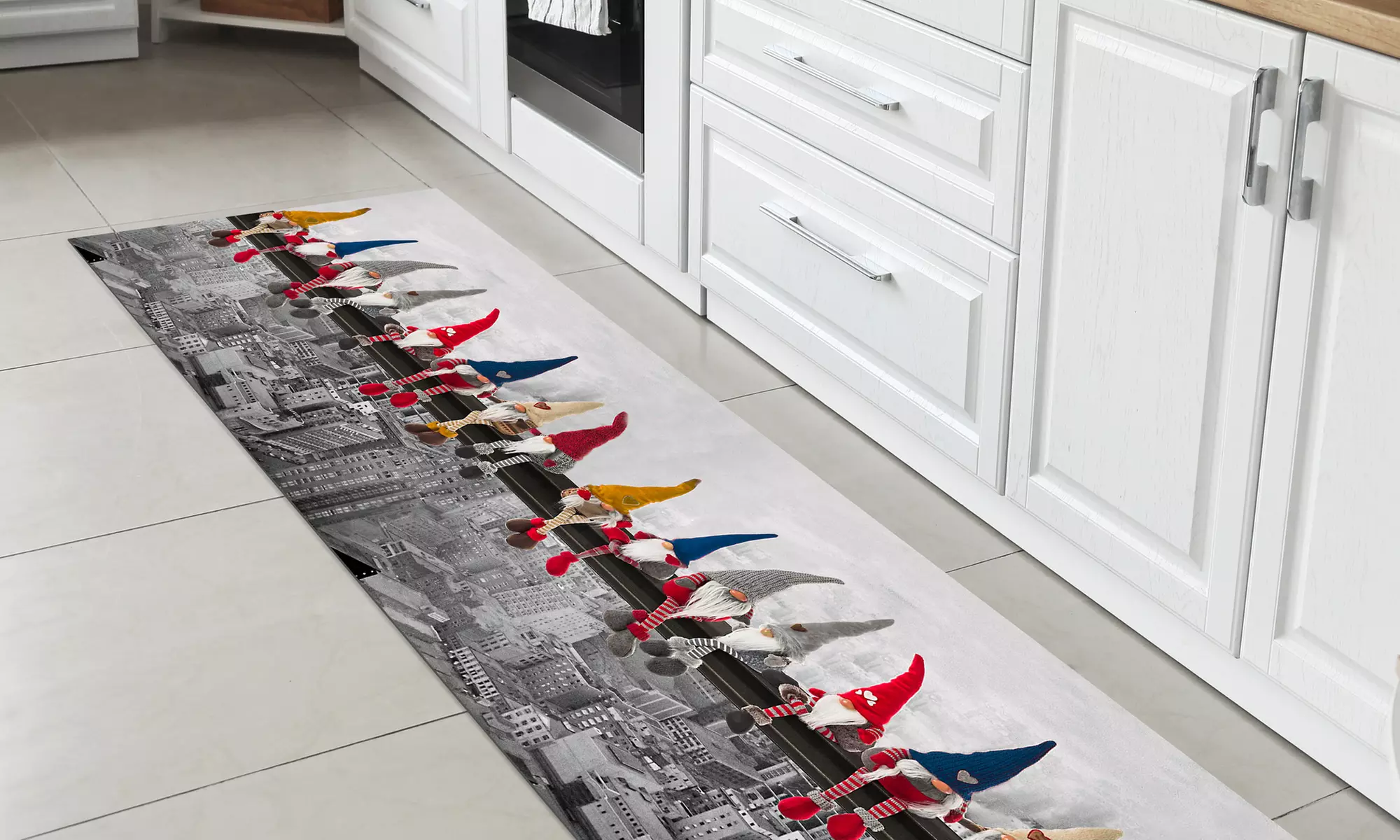 Antislip keukentapijt met kerstpatroon