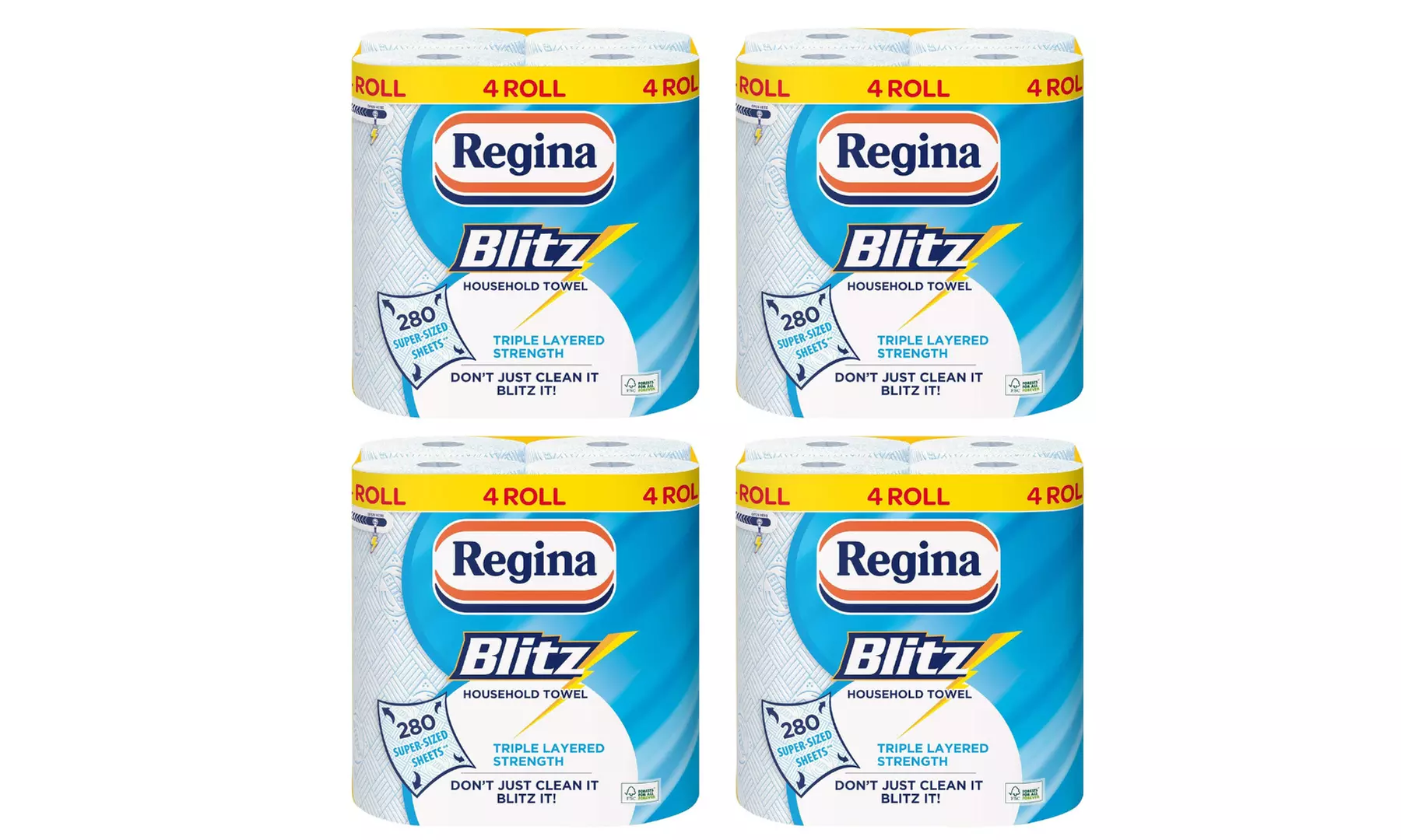 Regina Extra-Large Blitz Kitchen Towels – Super Absorbent 3-Ply Paper Rolls (4–24 Pack)
