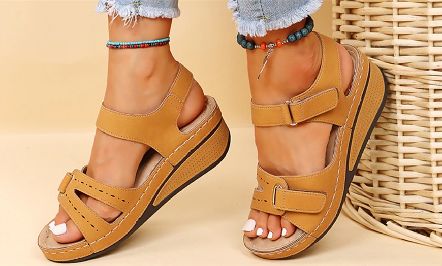 Image 5: Women's Open Toe Ankle Strap Sandals