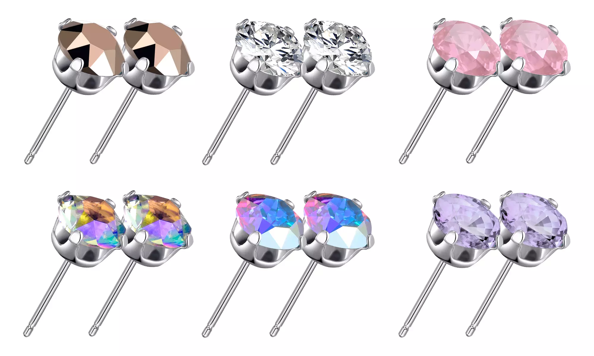 1, 2 ou 3 paires de boucles d'oreilles en Argent Sterling Philip Jones ornées de cristaux Zircondia® - Primary Image