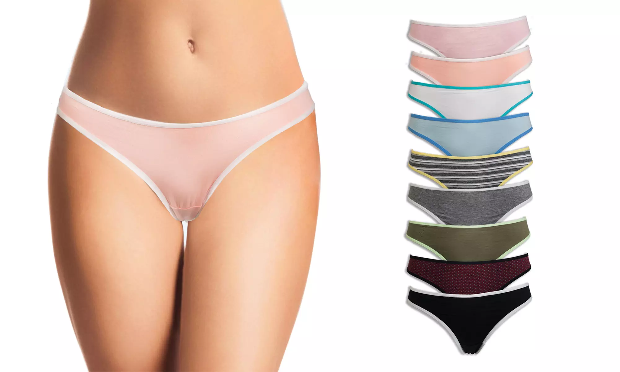 Women's Cotton-Blend Thong Panties in Assorted Colors (10-Pack) - Primary Image