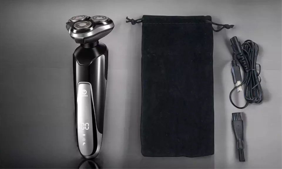 Afeitadora eléctrica con 3 cabezales rotativos, lavables con pantalla LED y bloqueo de viaje - Primary Image