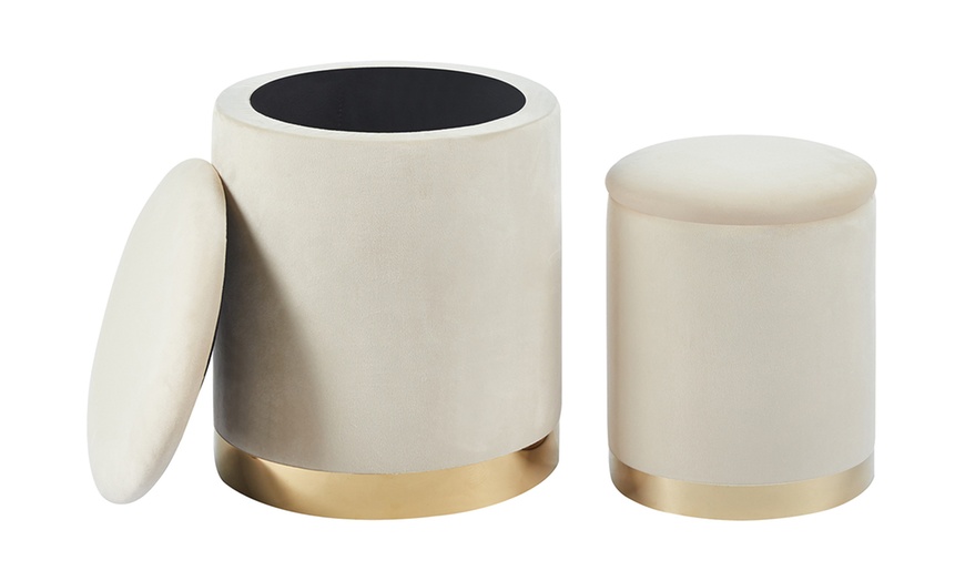 Image 3: Coppia di pouf contenitori in velluto