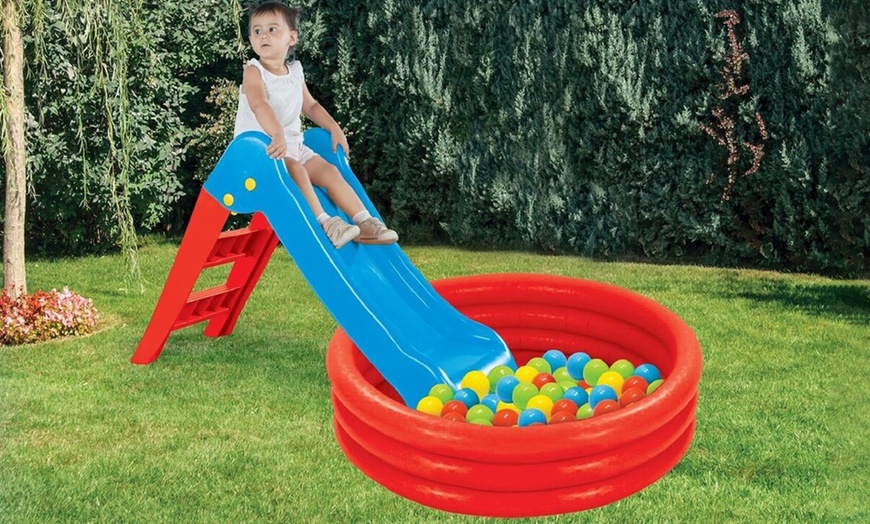 Image 1: Three-in-One Inflatable Slide and Pool Ball Pit Set