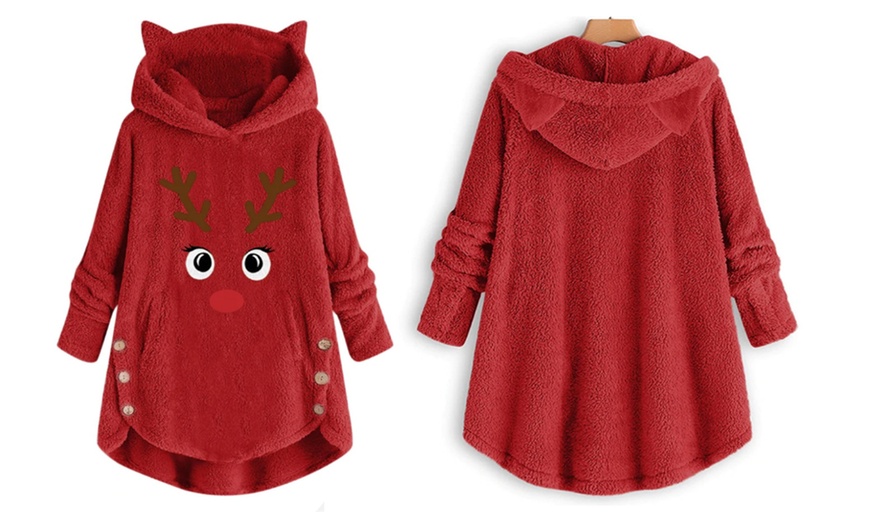 Image 3: Christmas Print Hooded Sweater