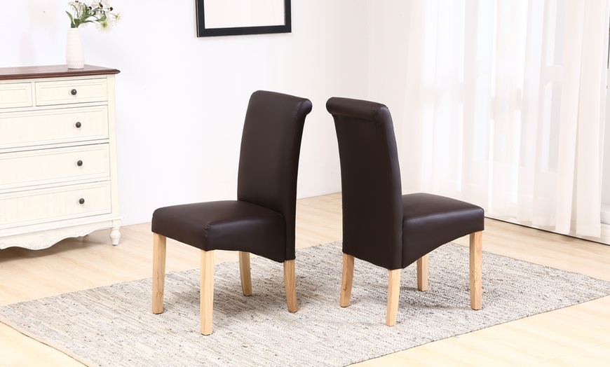 Image 7: Dining Room Bonded Leather Chairs