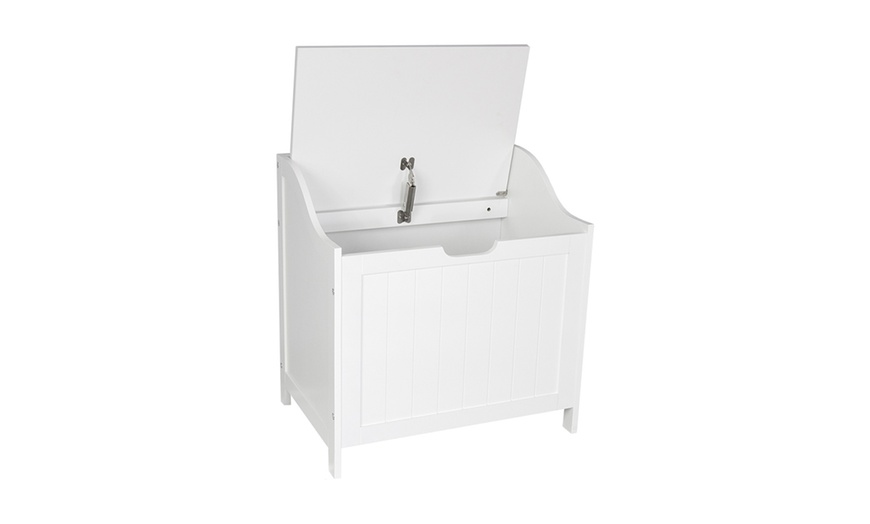 Image 2: White Wooden Laundry Hamper
