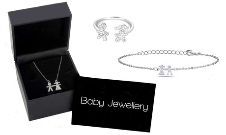 Parure bimbi in argento 925 con cristalli Swarovski®, disponibile in 3 modelli