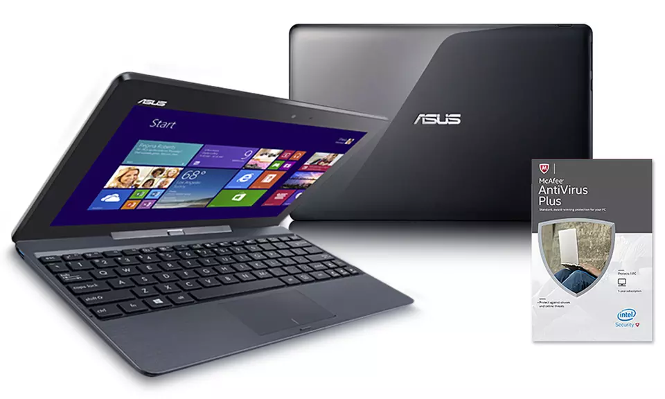 ASUS 10.1" Transformer Laptop with Intel Quad-Core Processor and Optional McAfee AntiVirus Plus (Refurbished) - Primary Image