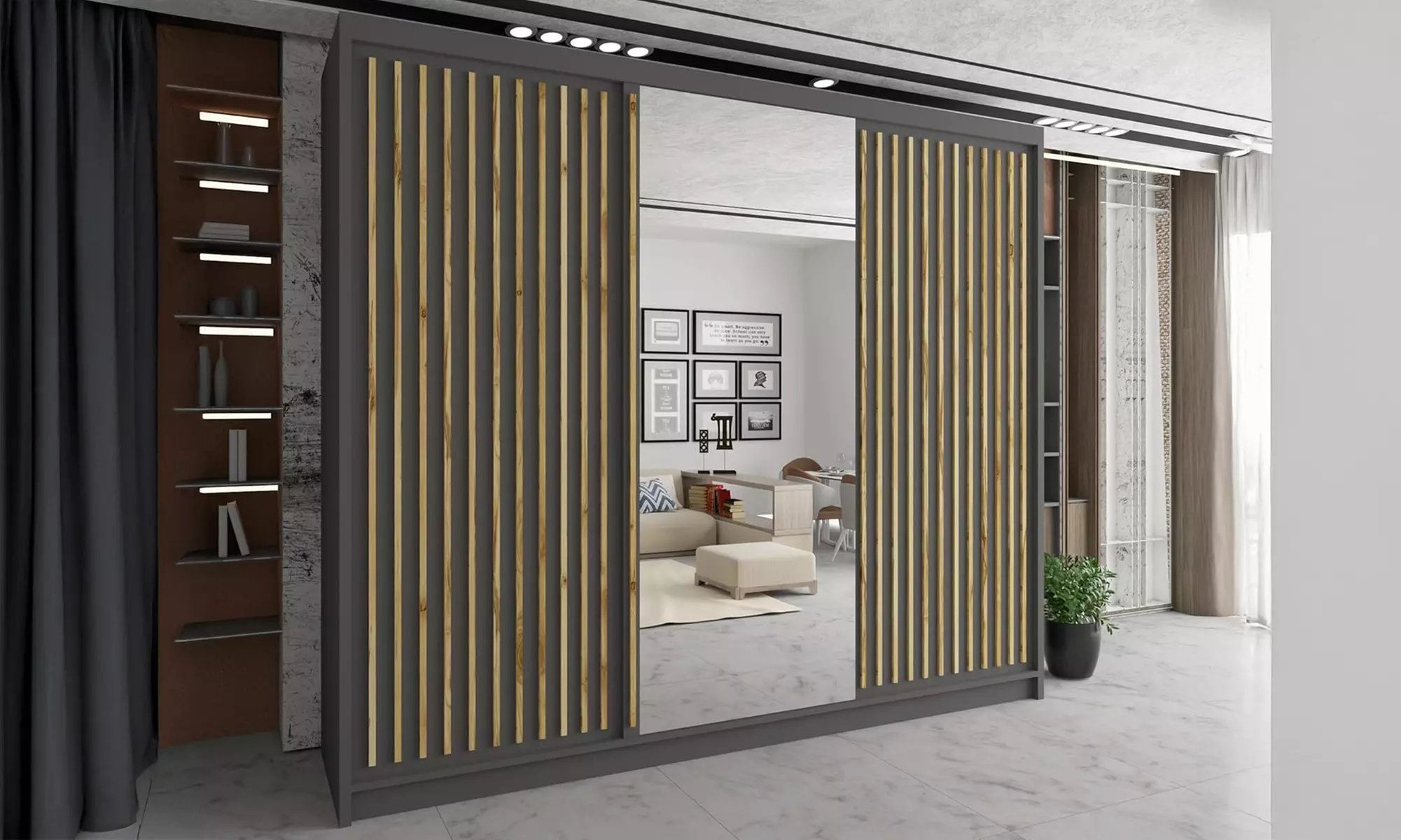 Roni Sliding Mirror Door Wardrobe