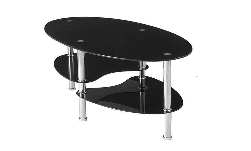 Image 2: Glass and Chrome Coffee Table