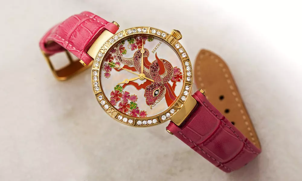 Bertha Mia Snake Engraved Mother-Of-Pearl Watch - Primary Image