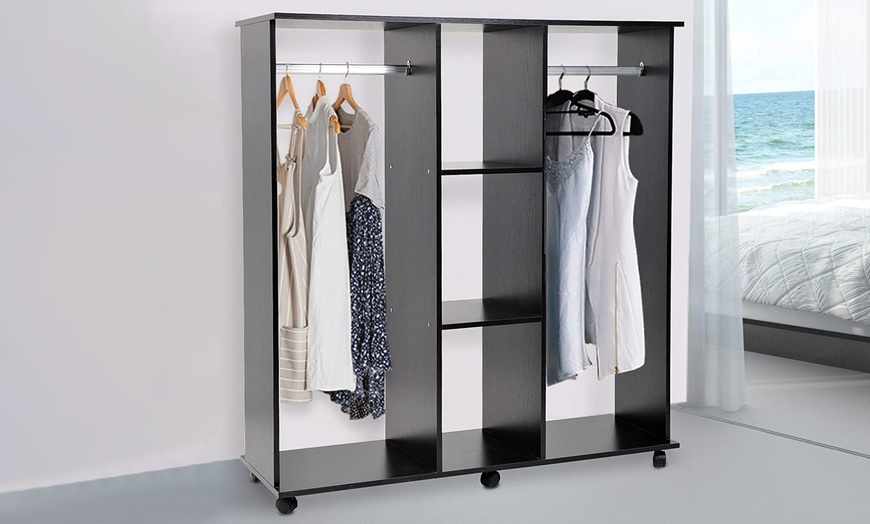 Image 1: HomCom Open Wardrobe