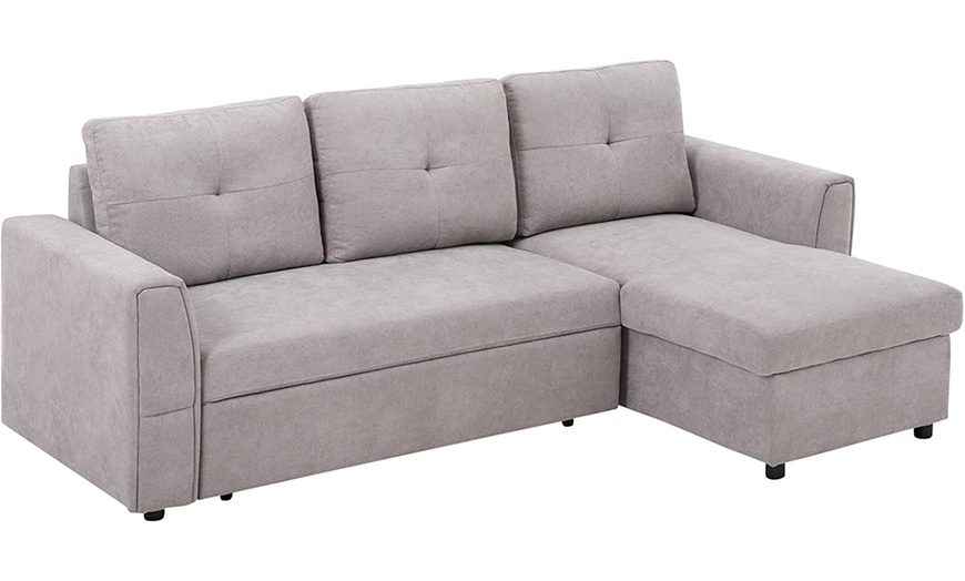 Image 6: HomCom L-Shaped Corner Sofa Bed
