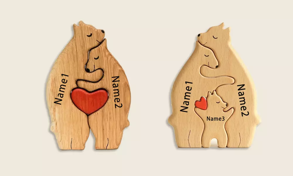 Bären-Familien-Puzzle aus Holz opt. mit Namensgravur von Justyling